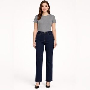 Jones New York Signature Women’s Jeans 12P | High Rise Straight Leg Dark Wash